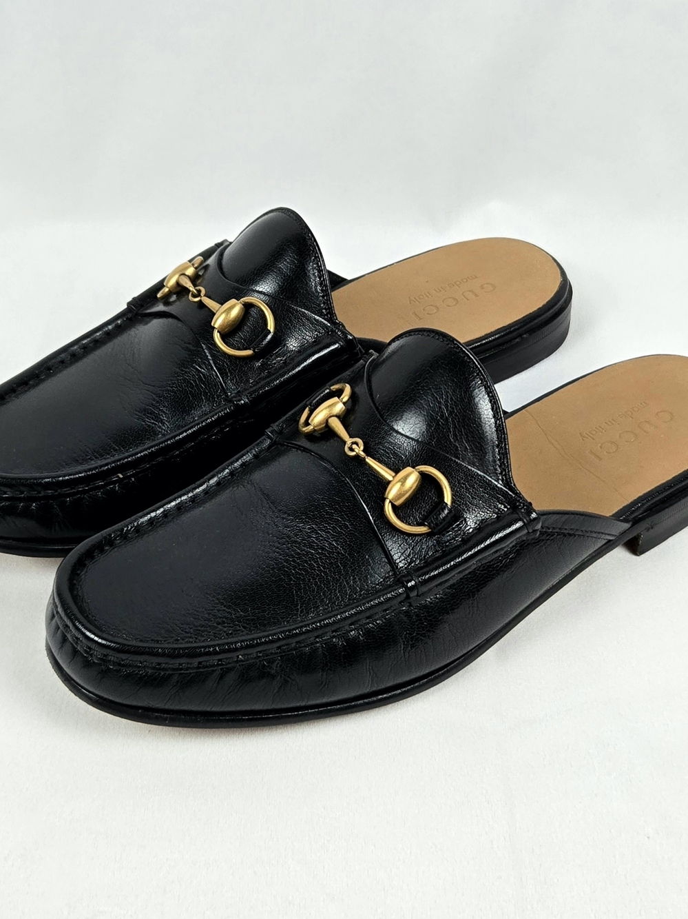 Gucci Quentin Black Horsebit Leather Mules Men's US 10.5